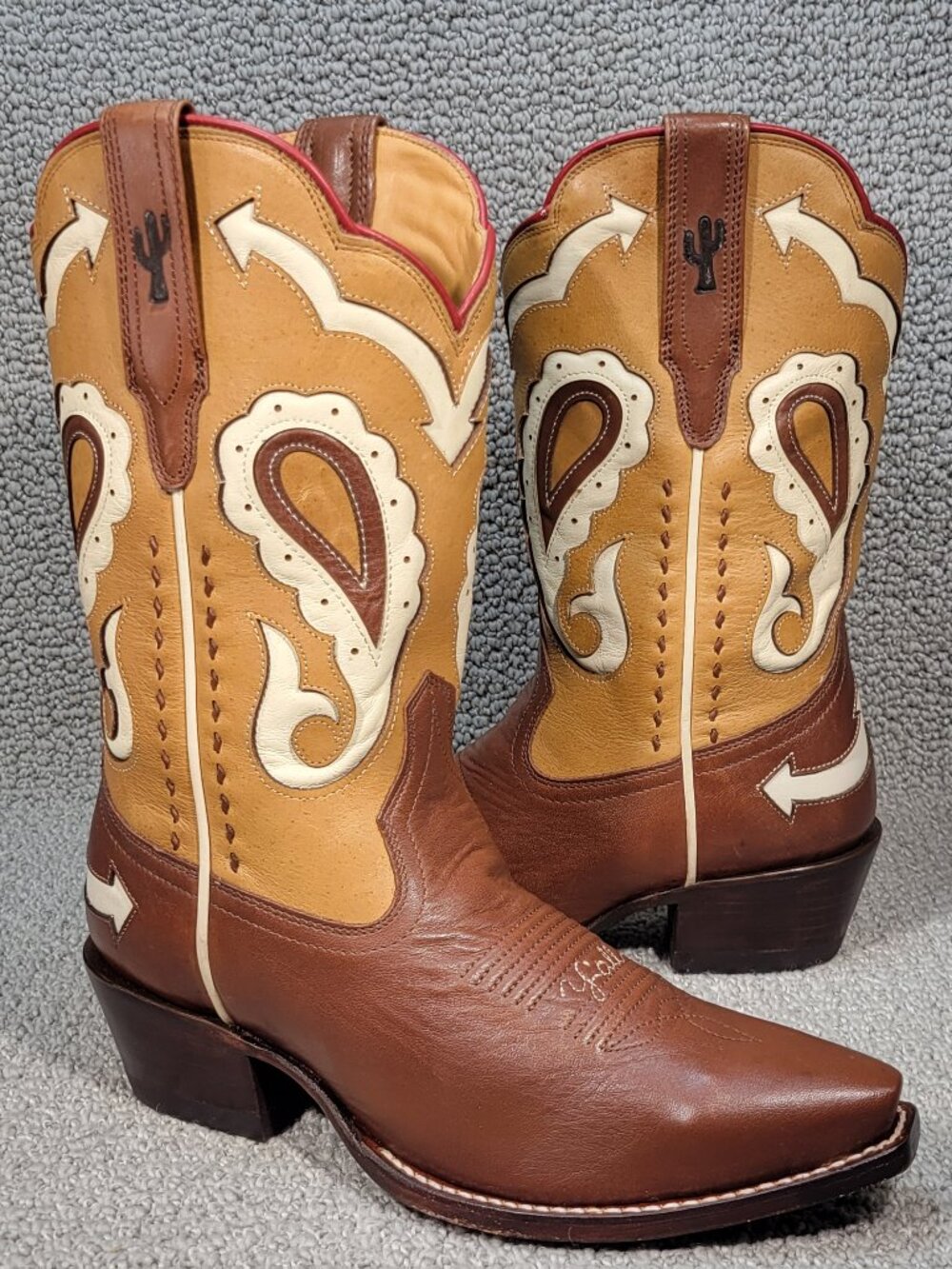 Tecovas The Sadie Vintage Women's Size 7.5B Brown Multi Cowhide Cowgirl Boots